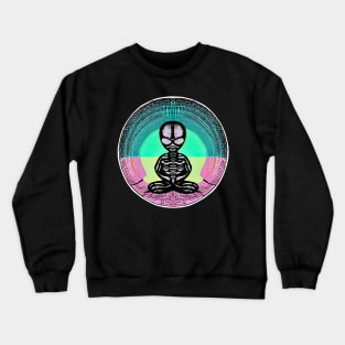 Psychic Alien Skeleton Meditating Universal Crewneck Sweatshirt